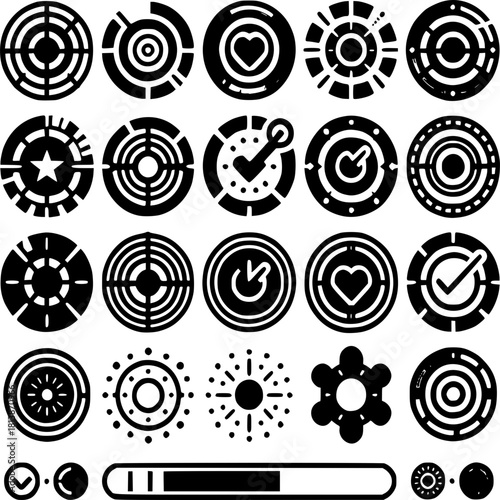 Circular Progress Loading Indicator Set with UI UX Interface Elements for Web App and Mobile Application Design
