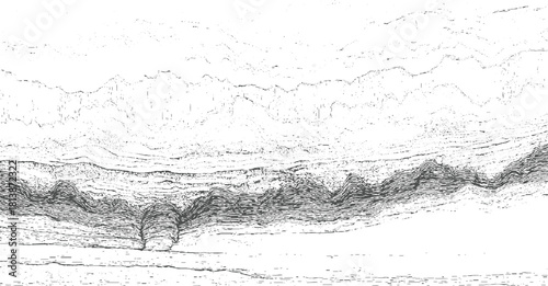 Abstract monochrome textured background with layered wavy lines and dots pattern