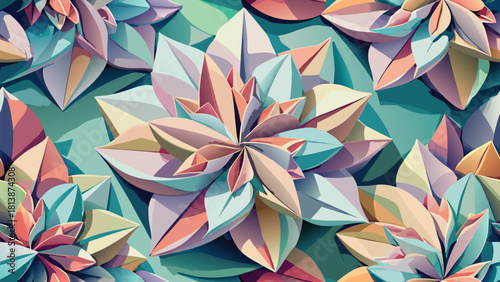 Fragile abstract flower pattern created with overlapping translucent layers vector illustration ai generated art