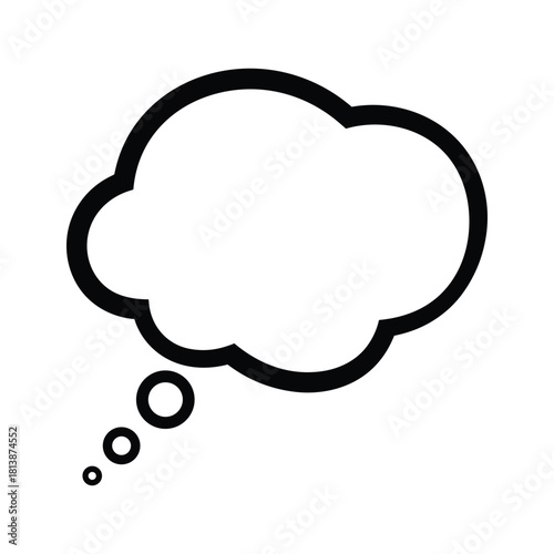 Empty thought bubble with trailing dots isolated on