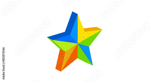 Colorful Geometric Star Shape Isolated on White Background.