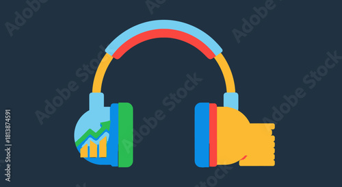 Colorful Headphones Illustration for Audio and Music Enjoyment.