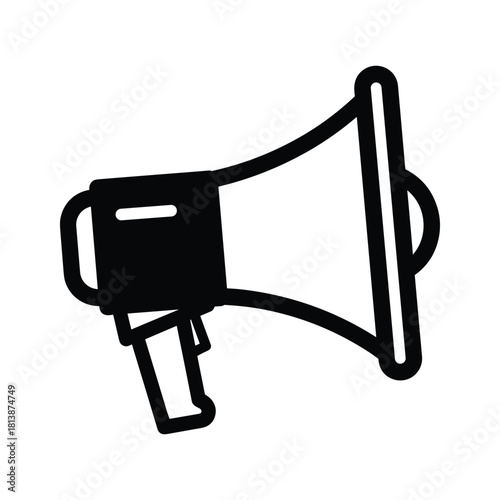 Simple black outline icon of a megaphone isolated on