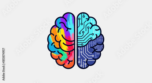 Creative and Logical Brain Halves Concept Illustration.