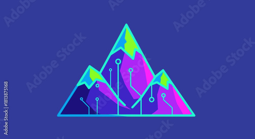 Digital Mountain Peaks with Circuitry.