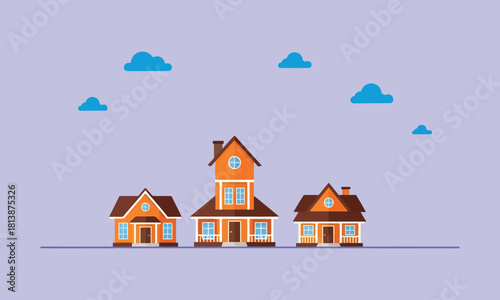 Suburban House Neighborhood Illustration
