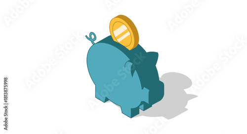 Piggy bank with coin saving money for future goals.