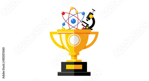 Science Trophy Award with Atom and Microscope.