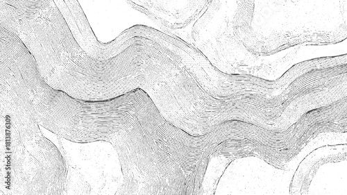 Black and white abstract wavy lines texture with grainy effect background