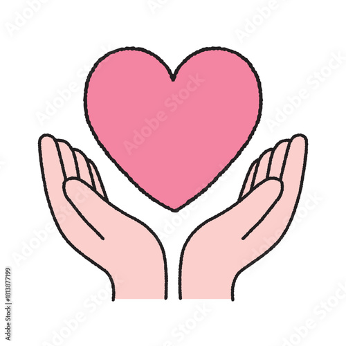 両手で包むハートイラスト｜思いやり・ケア・支援のシンボル素材