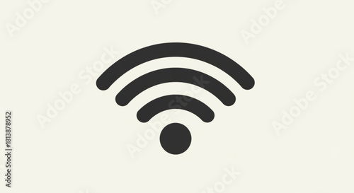 Simple black and white icon representing a wireless network signal, commonly used to indicate wifi connectivity or internet access on a light beige background