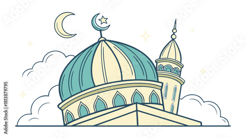 Clean flat vector icon depicting a mosque dome vector illustration ai generated art