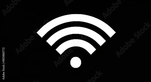 Simple white wifi signal icon on a solid representing wireless internet connection, network access, and technology concept