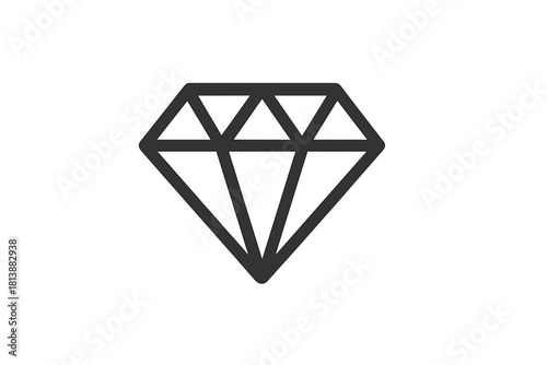 Simple black outline shape of a faceted diamond or precious gemstone