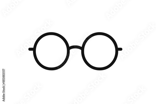 Classic round frame eyeglasses or reading spectacles in simple black line art style