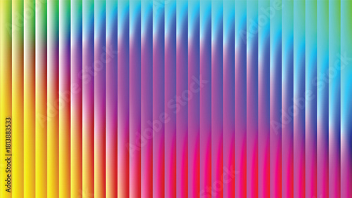 Green yellow orange red purple blue cyan gradient abstract background with ribbed glass effect. Futuristic fractal glass background. Perfect for tech branding, poster, product presentation, ad designs