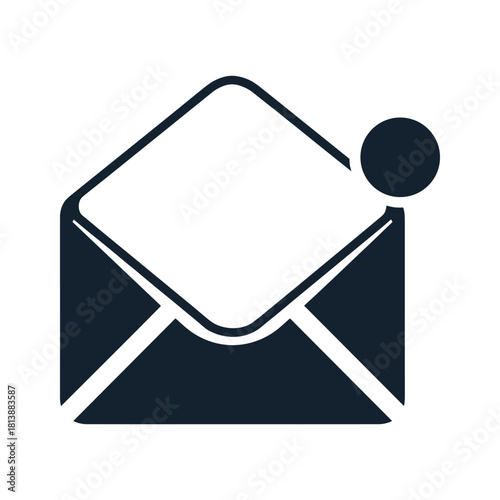 Black and white outline icon of a document file with an information symbol, isolated on