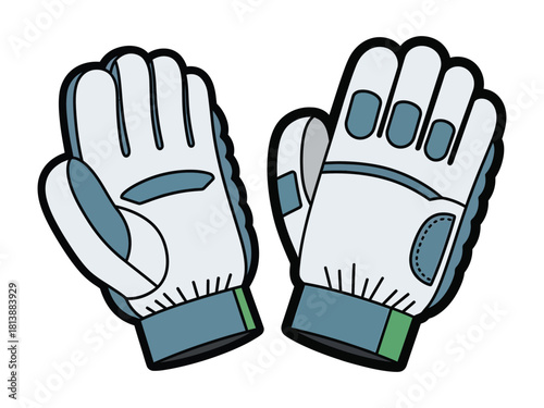 Pair of white and blue protective gloves, possibly for sports or work
