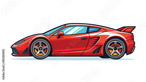 Cartoon sports car side profile vector illustration ai generated art