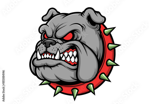 Aggressive bulldog mascot logo illustration capturing strength and fierce determination for branding