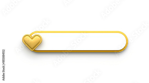 Golden Heart Icon with Blank Text Bar for Social Media and UI Design