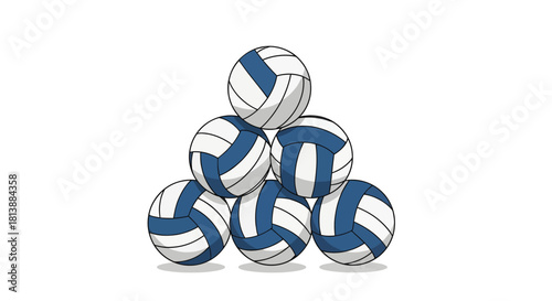 Stacked Volleyballs A Pyramid of Sport Balls in a Simple Illustration for Sports and Games
