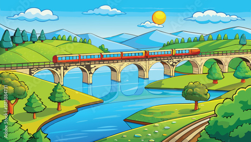 Serene rural train stop as the first sunlight appears vector illustration ai generated art