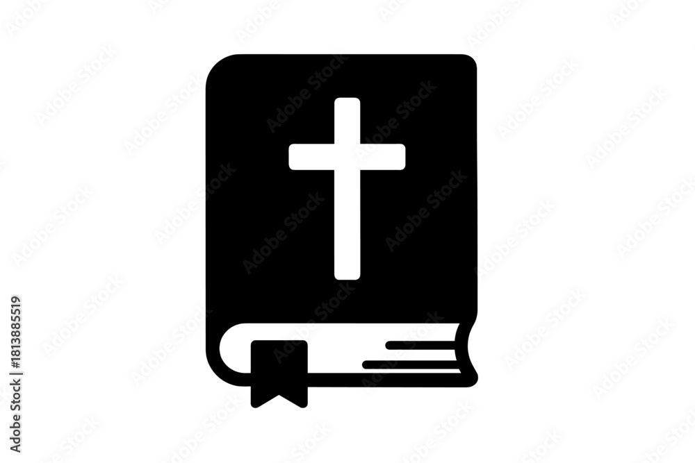 Obraz premium Closed Holy Bible book with a prominent Christian cross symbol on the cover