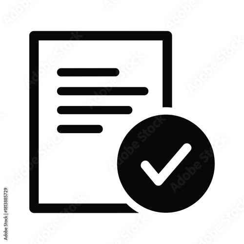 Document with checklist and checkmark, isolated on