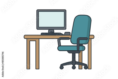 Home workstation with desktop computer keyboard mouse and adjustable seating