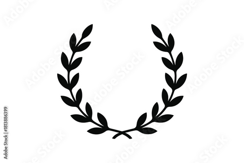 Minimalist black laurel wreath design element representing victory, achievement, and honor
