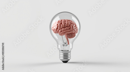 Human Brain Inside a Light Bulb: Creative Idea and Intelligence Concept