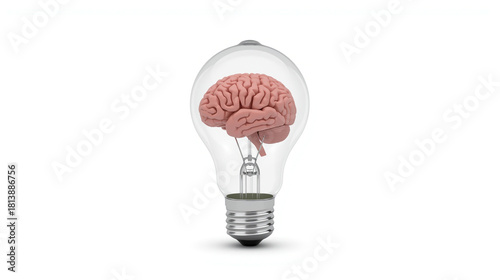 Human Brain Inside a Light Bulb: Creative Idea and Intelligence Concept