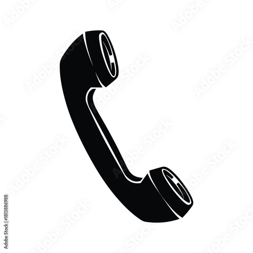 Black telephone receiver icon isolated on
