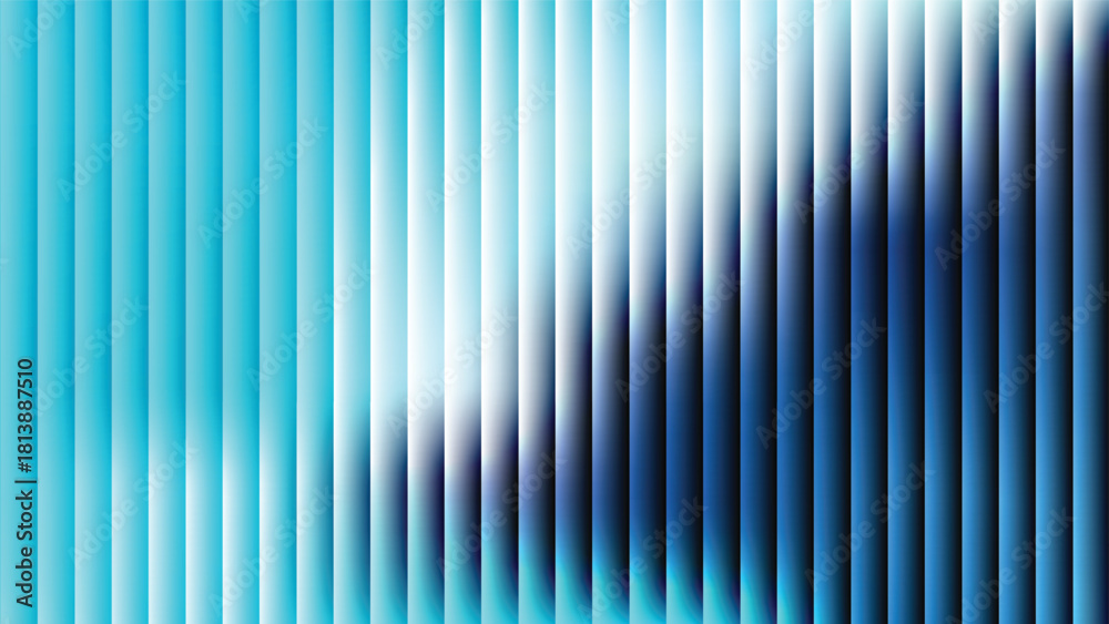 Obraz premium blue white black gradient abstract background with ribbed glass effect. Futuristic fractal glass background with soft wave and glow. Perfect for tech branding, poster, product presentation, ad designs