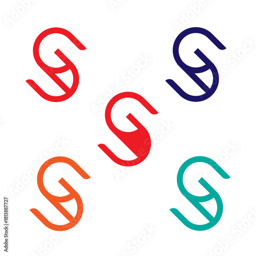 Colorful Interlinked Chain Icons in Circular Formation.eps