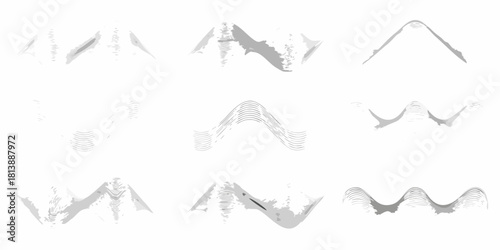 Abstract waveform patterns in grayscale and line art