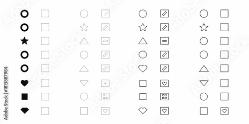 Collection of geometric and symbolic icons in various styles