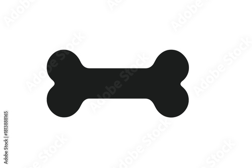 Simple black silhouette of a classic dog bone shape isolated on a clean white background