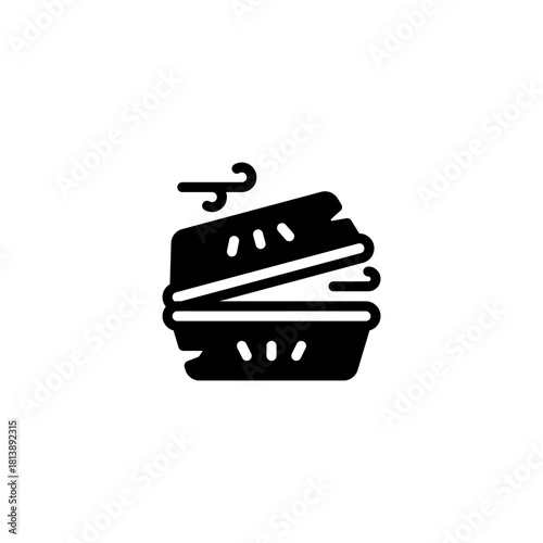 glyph used styrofoam plates for food solid icon and illustration