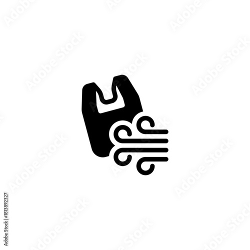glyph plastic bags blown away by the wind solid icon and illustration