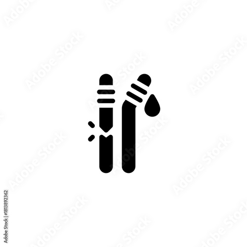 glyph broken plastic straw solid icon and illustration