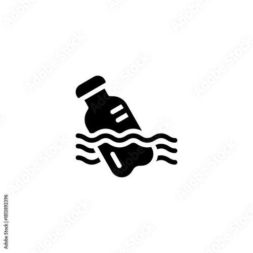 glyph plastic bottles washed up solid icon and illustration
