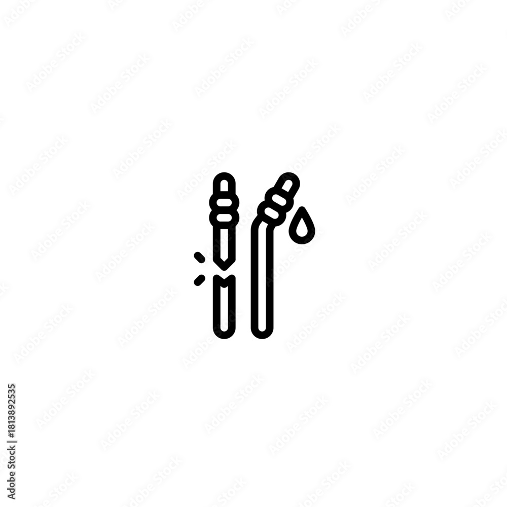 Fototapeta premium broken plastic straw icon and illustration