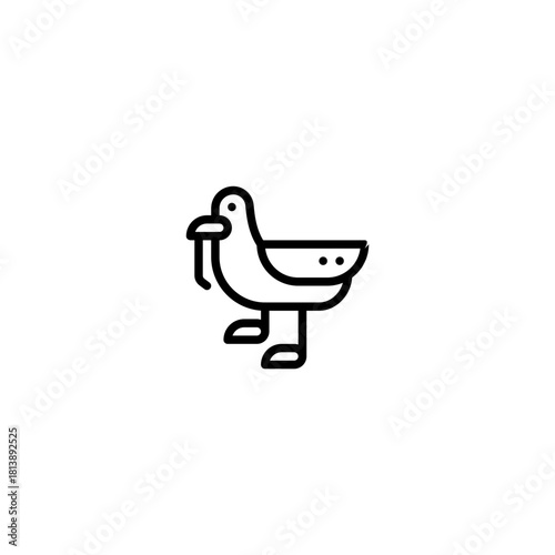 seagull holding trash icon and illustration