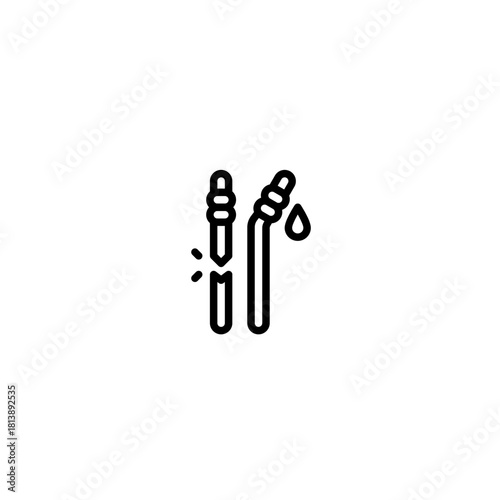 broken plastic straw icon and illustration