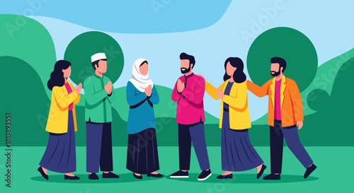 Group of Diverse People Engaged in Friendly Conversation outdoors in park