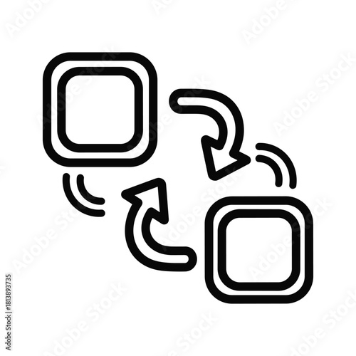 Black and white line art icon of a quill pen writing on a rolled paper document