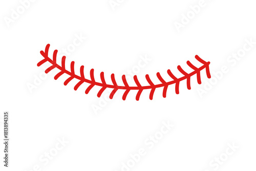 Graphic representation of iconic red curved stitching detail from a baseball seam