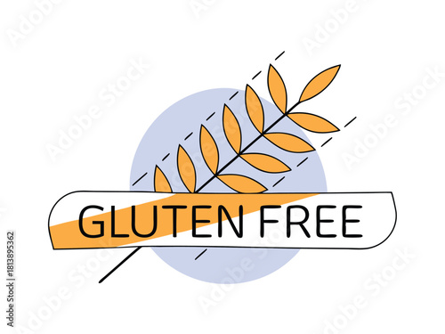 Stylish gluten free label with wheat illustration suitable for food product branding and healthy diet promotion